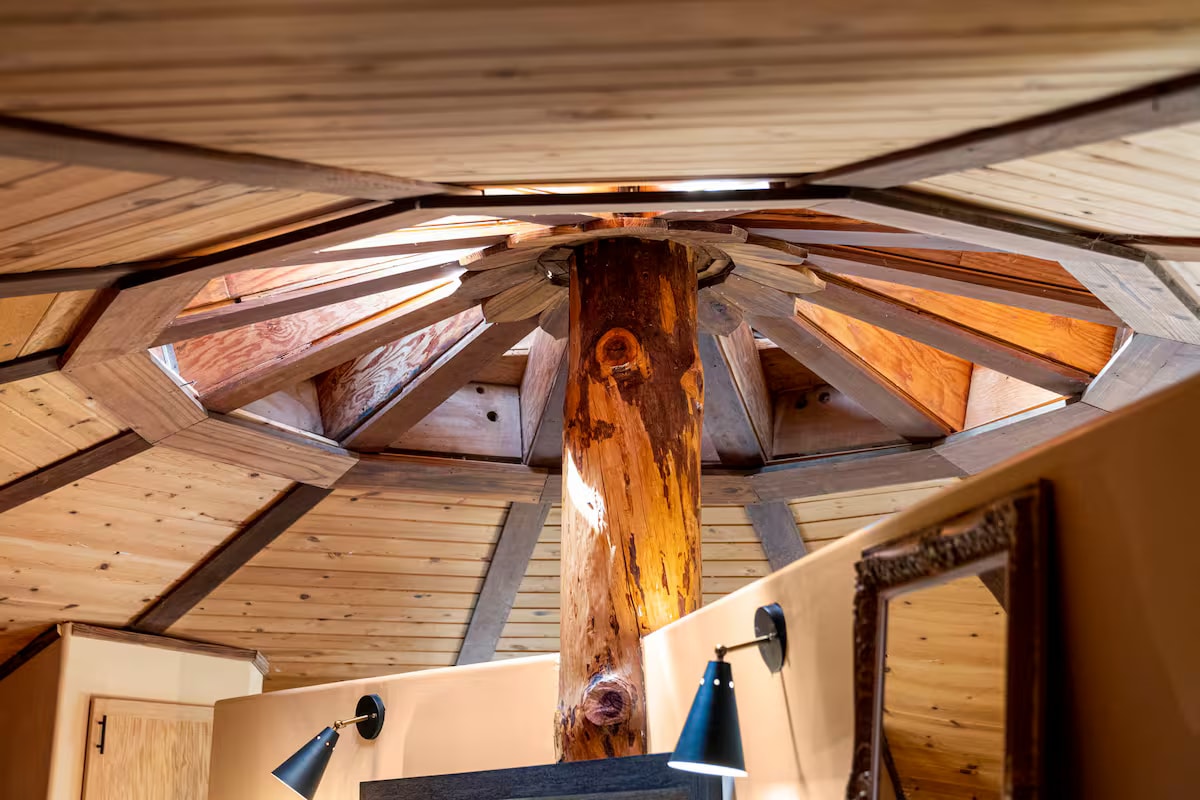 Hobbit House guest room with colorful details